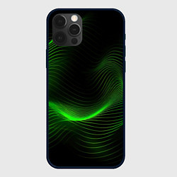 Чехол для iPhone 12 Pro Max Зеленая абстракция на черном фоне, цвет: 3D-черный