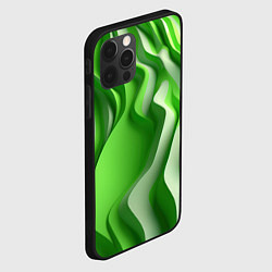 Чехол для iPhone 12 Pro Max Зеленые объемные полосы, цвет: 3D-черный — фото 2