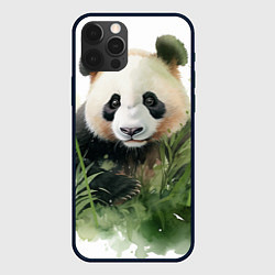 Чехол для iPhone 12 Pro Max Панда акварель, цвет: 3D-черный
