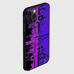 Чехол для iPhone 12 Pro Max Кибер-глитч фиолетовый, цвет: 3D-черный — фото 2