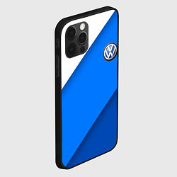 Чехол для iPhone 12 Pro Max Volkswagen - голубые линии, цвет: 3D-черный — фото 2