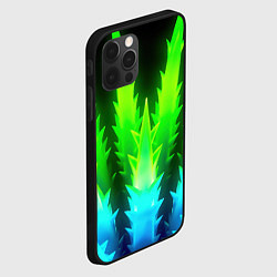 Чехол для iPhone 12 Pro Max Зеленая неоновая геометрия, цвет: 3D-черный — фото 2