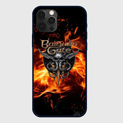 Чехол iPhone 12 Pro Max Baldurs Gate 3 fire logo