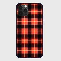 Чехол iPhone 12 Pro Max Шотландка чёрно-коралловый