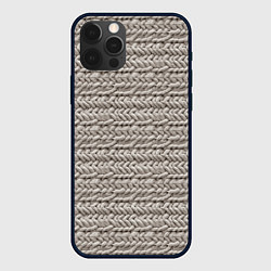 Чехол для iPhone 12 Pro Max Вязанный стиль серая пряжа, цвет: 3D-черный