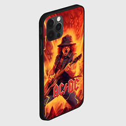Чехол для iPhone 12 Pro Max ACDC rock music fire, цвет: 3D-черный — фото 2