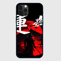 Чехол для iPhone 12 Pro Max Японский самурай и красная луна, цвет: 3D-черный