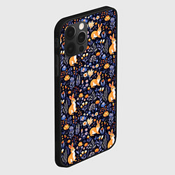 Чехол для iPhone 12 Pro Max Оранжевые зайчики в траве на синем фоне, цвет: 3D-черный — фото 2