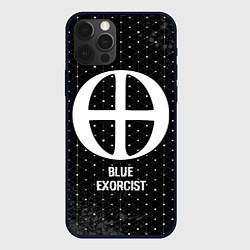 Чехол iPhone 12 Pro Max Blue Exorcist glitch на темном фоне