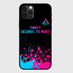 Чехол для iPhone 12 Pro Max Thirty Seconds to Mars - neon gradient: символ све, цвет: 3D-черный