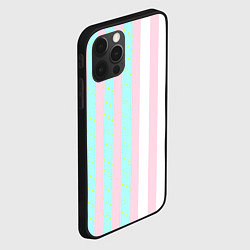 Чехол для iPhone 12 Pro Max Полоска Барби и Кена - сплит: нежно-мытный и розов, цвет: 3D-черный — фото 2