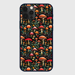 Чехол iPhone 12 Pro Max Сказочные грибы мухоморы паттерн