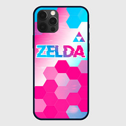 Чехол iPhone 12 Pro Max Zelda neon gradient style: символ сверху