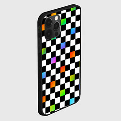 Чехол для iPhone 12 Pro Max Черно-бело-радужная клетка, цвет: 3D-черный — фото 2