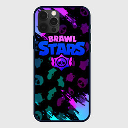 Чехол iPhone 12 Pro Max Brawl stars neon logo