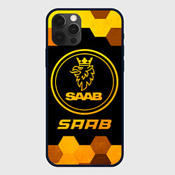 Чехол для iPhone 12 Pro Max Saab - gold gradient, цвет: 3D-черный