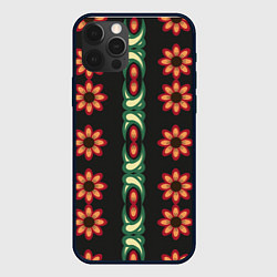 Чехол для iPhone 12 Pro Max Красочный цветочный орнамент с ромашками, цвет: 3D-черный