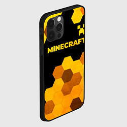 Чехол для iPhone 12 Pro Max Minecraft - gold gradient: символ сверху, цвет: 3D-черный — фото 2