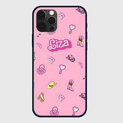 Чехол iPhone 12 Pro Max Лиза - в стиле барби: аксессуары на розовом паттер