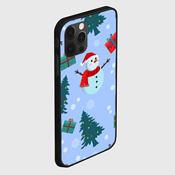Чехол для iPhone 12 Pro Max Снеговики с новогодними подарками паттерн, цвет: 3D-черный — фото 2