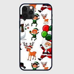 Чехол iPhone 12 Pro Max Зимний праздник - деды морозы гномы олени