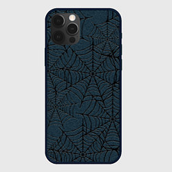 Чехол iPhone 12 Pro Max Паутина тёмно-синий