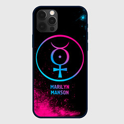 Чехол iPhone 12 Pro Max Marilyn Manson - neon gradient