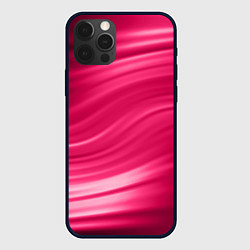 Чехол для iPhone 12 Pro Max Абстрактный волнистый узор в красно-розовых тонах, цвет: 3D-черный