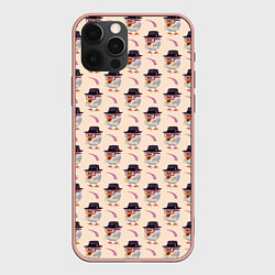 Чехол для iPhone 12 Pro Max Петушок и веточка ягод, цвет: 3D-светло-розовый