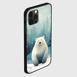 Чехол для iPhone 12 Pro Max Мишка в зимнем лесу в стиле фолк-арт, цвет: 3D-черный — фото 2