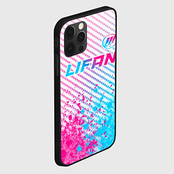 Чехол для iPhone 12 Pro Max Lifan neon gradient style: символ сверху, цвет: 3D-черный — фото 2