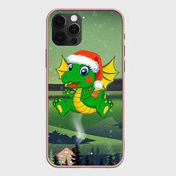 Чехол iPhone 12 Pro Max Зеленый дракончик 2024
