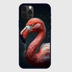 Чехол для iPhone 12 Pro Max Фламинго с каплями воды, цвет: 3D-черный