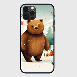 Чехол iPhone 12 Pro Max Рождественский мишка фолк-арт