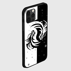 Чехол для iPhone 12 Pro Max Инь Янь - Драконы, цвет: 3D-черный — фото 2