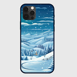Чехол для iPhone 12 Pro Max Новогодний пейзаж природа, цвет: 3D-черный