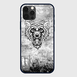 Чехол iPhone 12 Pro Max Texture - Злой волк
