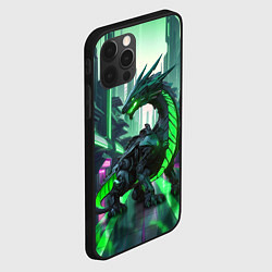 Чехол для iPhone 12 Pro Max Неоновый зеленый дракон, цвет: 3D-черный — фото 2
