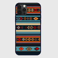 Чехол iPhone 12 Pro Max Этнический орнамент в горизонтальную полоску