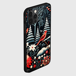 Чехол для iPhone 12 Pro Max Новогодний лес и птицы, цвет: 3D-черный — фото 2