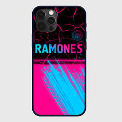 Чехол iPhone 12 Pro Max Ramones - neon gradient посередине