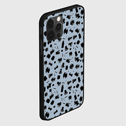 Чехол для iPhone 12 Pro Max Черный абстрактный гранж на сером, цвет: 3D-черный — фото 2