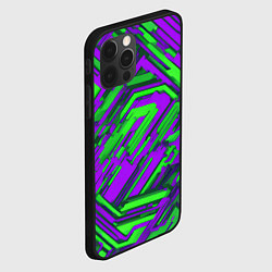 Чехол для iPhone 12 Pro Max Кибкрпанк полосы фиолетовые и зелёные, цвет: 3D-черный — фото 2