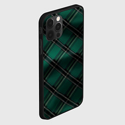 Чехол для iPhone 12 Pro Max Тёмно-зелёная диагональная шотландская клетка, цвет: 3D-черный — фото 2