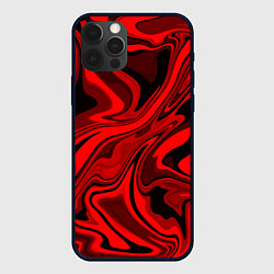 Чехол для iPhone 12 Pro Max Красно-чёрная пластичная абстракция, цвет: 3D-черный