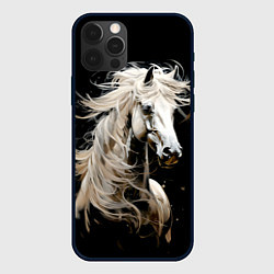 Чехол для iPhone 12 Pro Max Лошадь белая в ночи, цвет: 3D-черный
