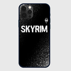 Чехол для iPhone 12 Pro Max Skyrim glitch на темном фоне посередине, цвет: 3D-черный