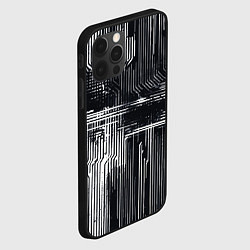 Чехол для iPhone 12 Pro Max Белые полосы на чёрном фоне киберпанк, цвет: 3D-черный — фото 2