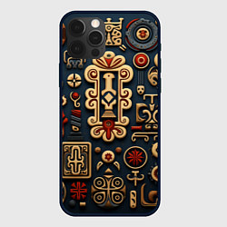 Чехол для iPhone 12 Pro Max Абстрактный паттерн в славянском стиле, цвет: 3D-черный