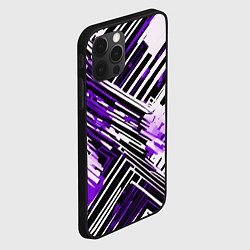Чехол для iPhone 12 Pro Max Киберпанк линии белые и фиолетовые, цвет: 3D-черный — фото 2